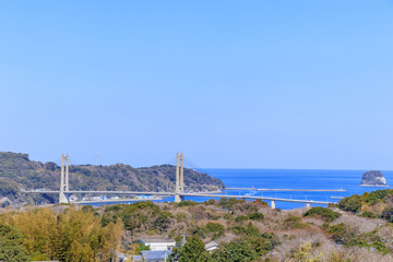 名護屋城跡から見た呼子大橋　佐賀県唐津市　 Yobuko Bridge seen from Nagoya...