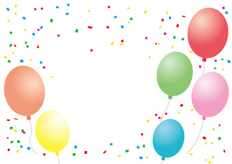 Background illustration of balloons and confetti