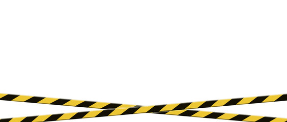 Warning coronavirus quarantine yellow and black stripes tape on white background,  tapes hazard quarantine, coronavirus caution and warning tape, covid-19, coronavirus quarantine sign, 3d illustration