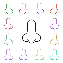 Nose, organ multi color style icon. Simple thin line, outline vector of human organ icons for ui and ux, website or mobile application