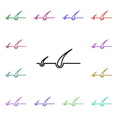 Hair, organ multi color style icon. Simple thin line, outline vector of human organ icons for ui and ux, website or mobile application