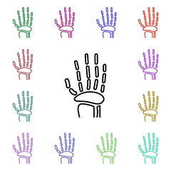 Hand bones, organ multi color style icon. Simple thin line, outline vector of human organ icons for ui and ux, website or mobile application
