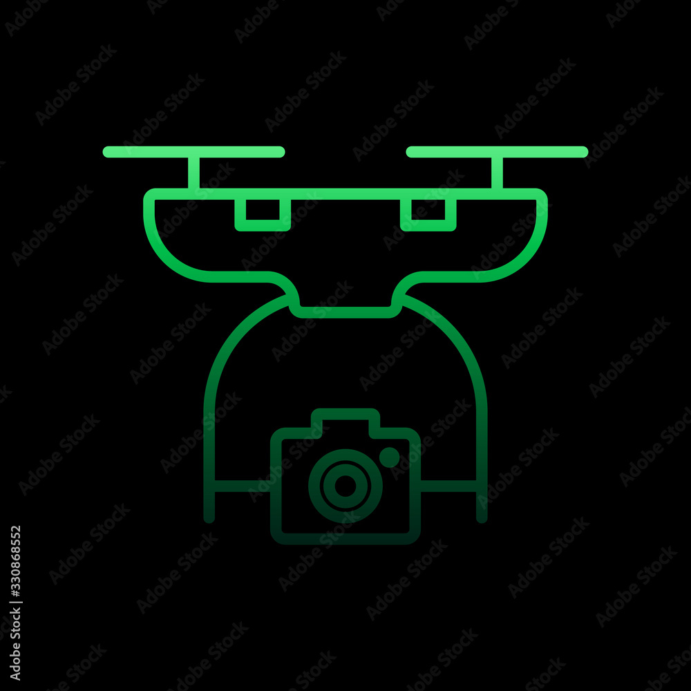 Poster drone with camera nolan icon. simple thin line, outline vector of intelligence icons for ui and ux, 
