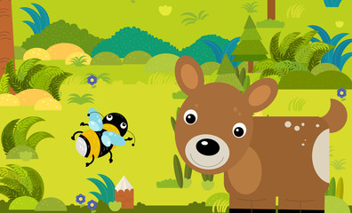 Obraz premium cartoon scene with different european animals in the forest illustration