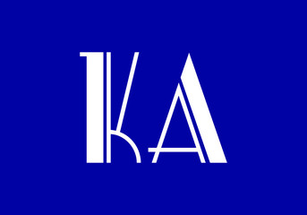 Elegant White KA Monogram on Deep Blue Background A Symbol of Sophistication
