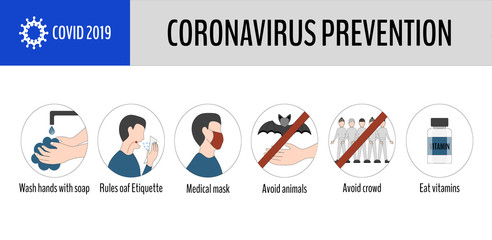 Coronavirus COVID 2019. Vector infographics.Disease prevention. Health and medical. EPS 10