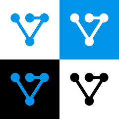 Initial letter V logo template, connected circle symbol, technology concept, vector illustration design