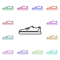 Shoes multi color style icon. Simple thin line, outline vector of motor sports icons for ui and ux, website or mobile application