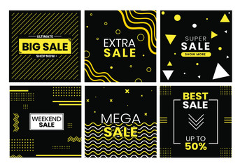 Naklejka premium Modern Sales for Social Media Black and Yellow