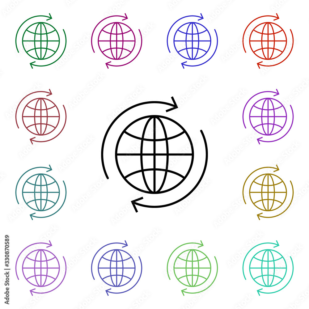 Poster global multi color style icon. simple thin line, outline vector of online shopping icons for ui and 