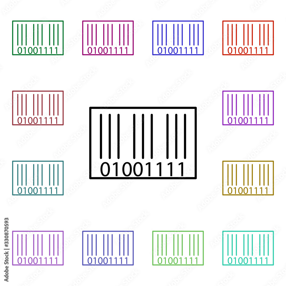 Poster bar code multi color style icon. simple thin line, outline vector of online shopping icons for ui an