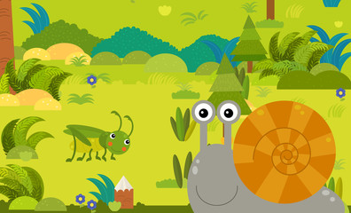 Naklejka premium cartoon scene with different european animals in the forest illustration