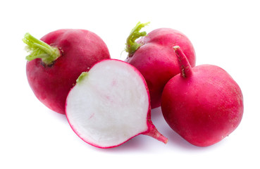 Small garden radish isolated on white background