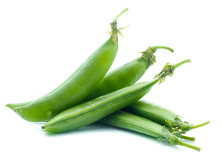 Fresh peas isolated on white background