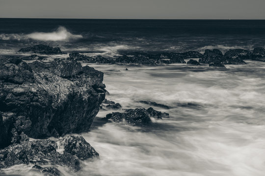 Beautiful long exposure seascape in black and white style