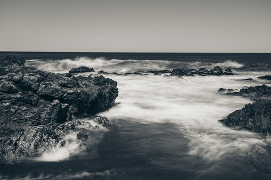 Beautiful long exposure seascape in black and white style