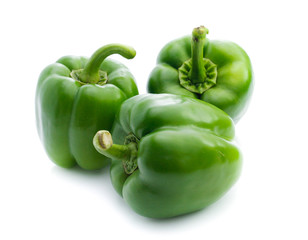 Green pepper on white background