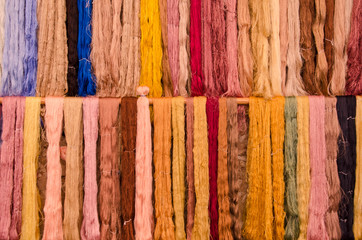 Beautiful pattern of hanging colored silk thread