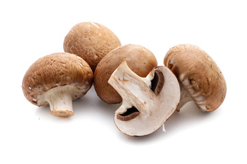 champignon mushrooms on white background