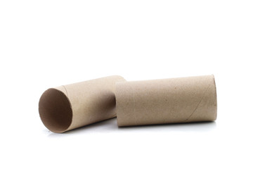 Leftover tissue paper roll on white isolate background