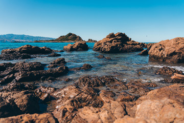 Fototapeta na wymiar Sea Wave and rock; natural background