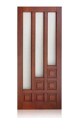 Wooden door isolated on white background. Plastic door