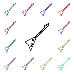 Rock electric guitar multi color style icon. Simple glyph, flat vector of rock and roll icons for ui and ux, website or mobile application