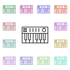 Rock midi keyboard multi color style icon. Simple glyph, flat vector of rock and roll icons for ui and ux, website or mobile application