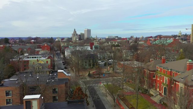Crane Shot of Residential Neighborhoods Around Brown University Campus