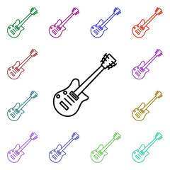 Rock, guitar multi color style icon. Simple glyph, flat vector of rock and roll icons for ui and ux, website or mobile application