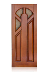 Wooden door isolated on white background. Plastic door