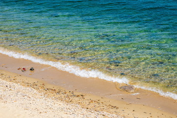 Sandy beach and Calm wave in the Seto Inland Sea ,Sanuki city,Kagawa,Shikoku,Japan