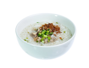 Boiled rice pork  isolated on white