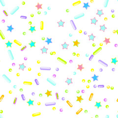 Sprinkle Cupcake Donut Topping. Seamless Pattern 