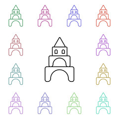 Toy castle line multi color style icon. Simple thin line, outline vector of toys icons for ui and ux, website or mobile application