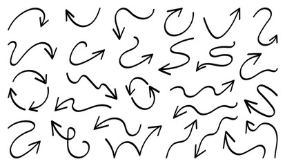 Hand drawn arrow vector icons set. sketch arrow design for business plan and education.