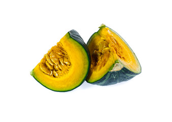 Green pumpkin isolated on the white background