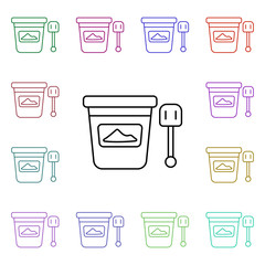 Bucket and spatula line multi color style icon. Simple thin line, outline vector of toys icons for ui and ux, website or mobile application