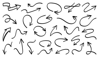 Hand drawn arrow vector icons set. sketch arrow design for business plan and education.