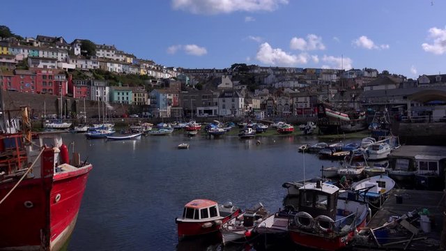 Brixham harbour in Cornwall England quaint seaside village UK 4K