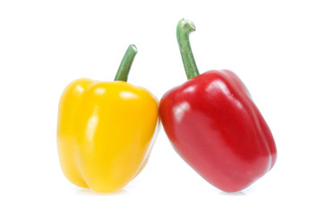 peppers with white background. Cut in half with slices