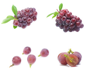 red grape  isolated on white (Mix, set , collection)