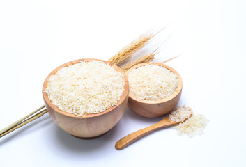 rice in bowl isolated on white background