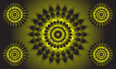 illustration vector graphic of abstract background. Decorative round ornament with a shiny yellow color. mandala background