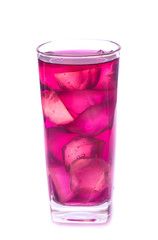 Glass of red grape juice with fruit isolated on white