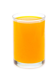 Orange juice glass, isolated on white background