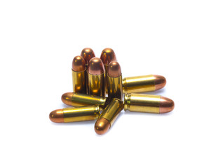 cartridges of .45 ACP pistols ammo isolated