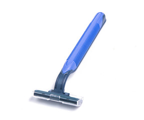 Blue men razor  isolated on white background