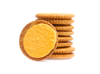 Sandwich cracker on white background