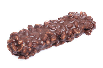 Close up of chocolate bar isolated on white